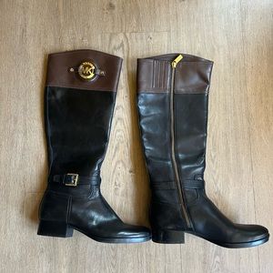 Michael Kors Stockard riding boot size 7. Black/brown leather